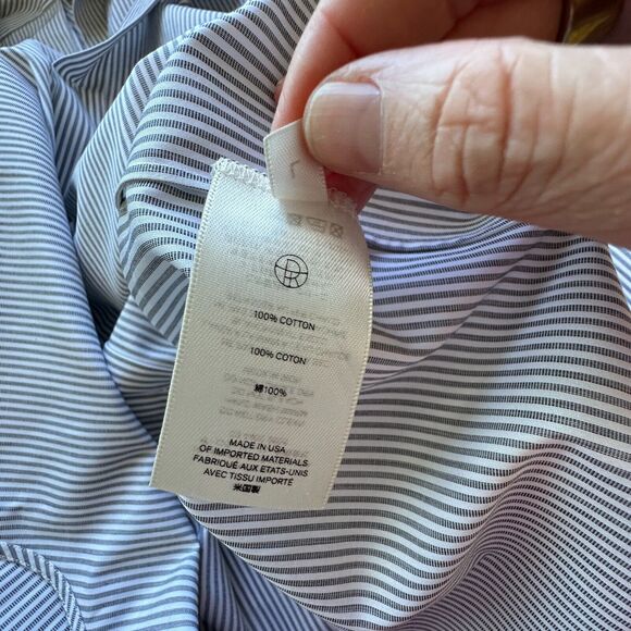 The Row Black & White Pedro Shirt Removable Collar Straight Front Long Back L - Picture 13 of 16